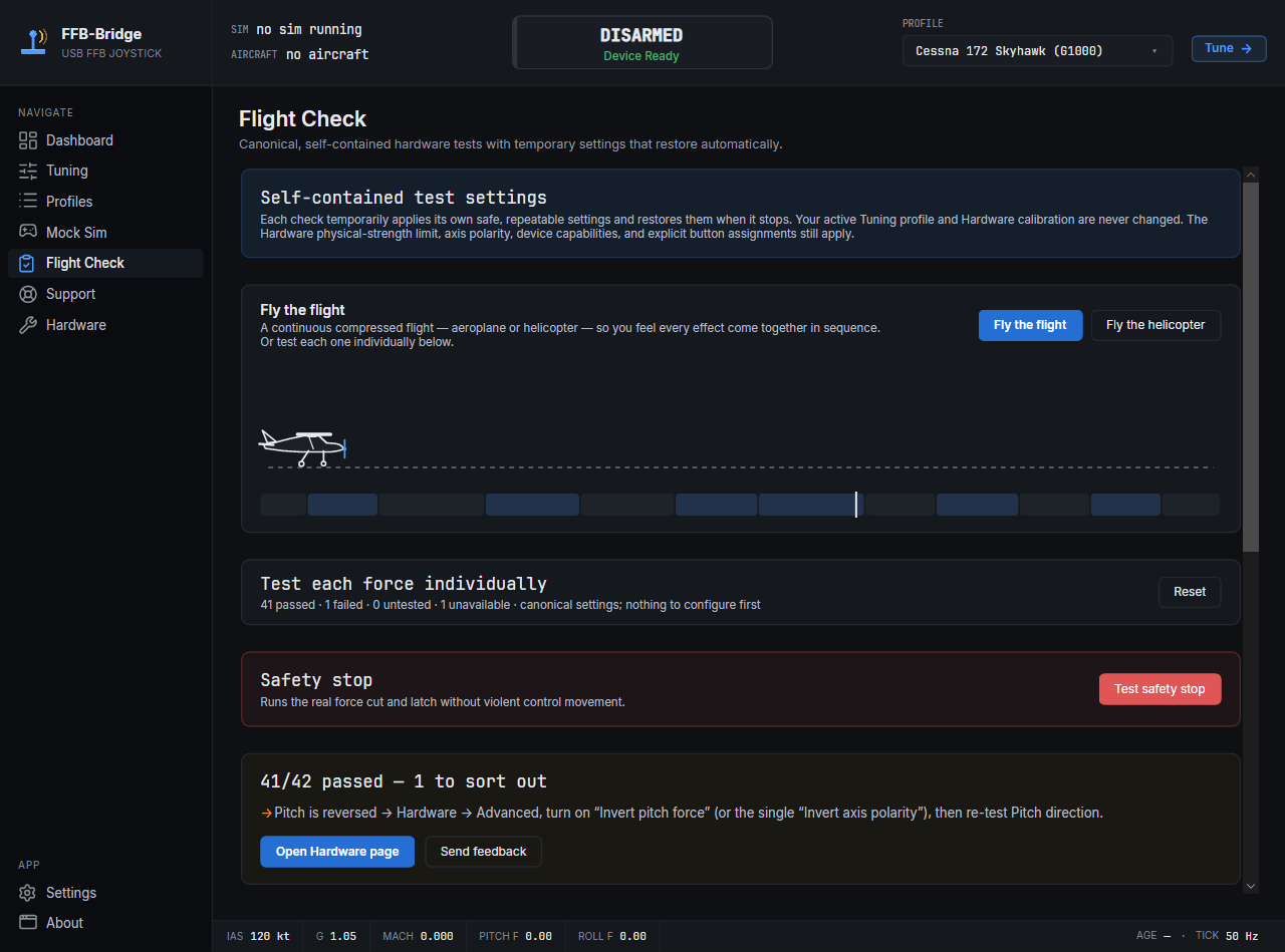 The results panel turns observations into specific setup or troubleshooting steps.